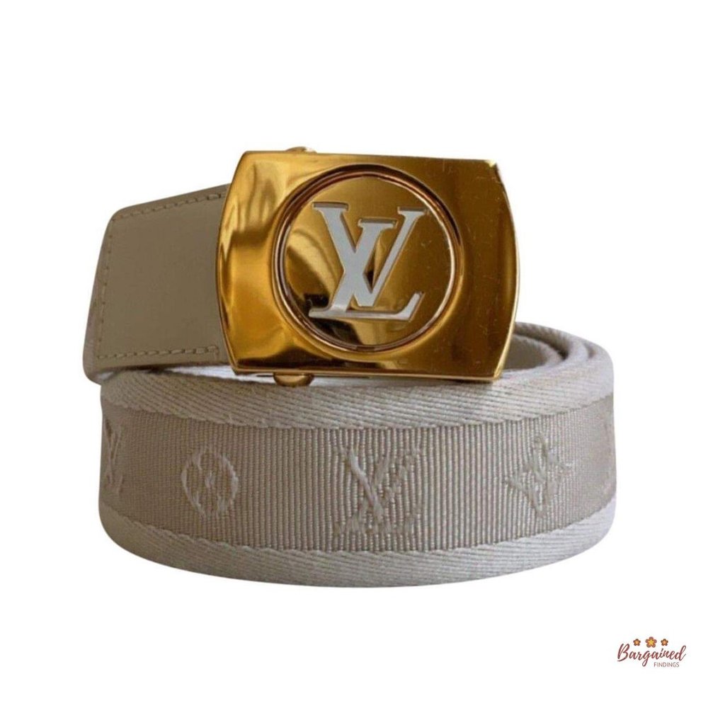 Authentic Louis Vuitton Off White Monogram Canvas Ceinture Fortune Belt 80/32
